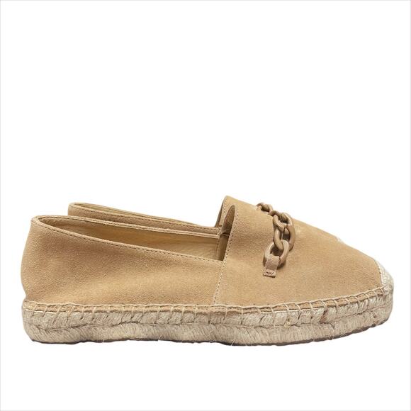 TALBOTS Hadley Chain Suede Platform Espadrille Loafers in Light Toffee Size 6.5 - Picture 4 of 8